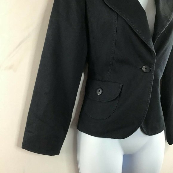 Essentials By ABS Womens One Button Suit Jacket Notch Collar Casual Black Size S - Picture 3 of 8